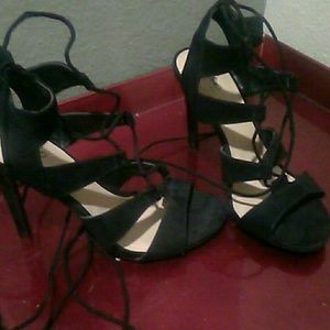 Black lace up heels